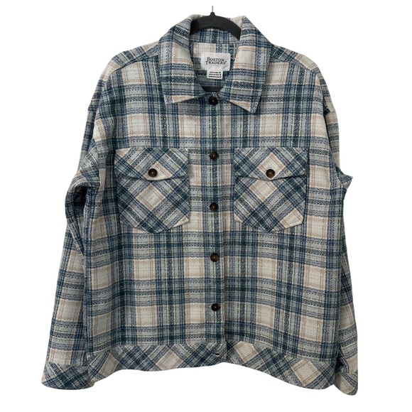 Boston Traders Jackets & Blazers - Boston Traders‎ Plaid Shirt Jacket Womens Medium Button Up Flannel Coat Casual